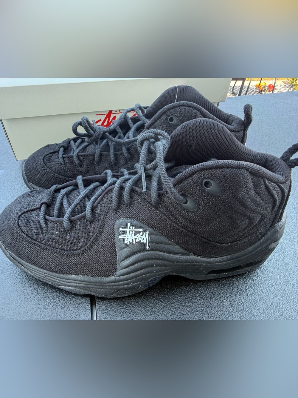 New Nike Stussy Air Penny 2 Black athletic sneakers Size 7.5 Men’s